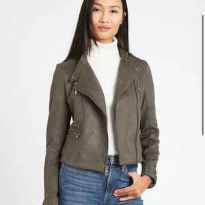 Banana republic green suede biker jacket